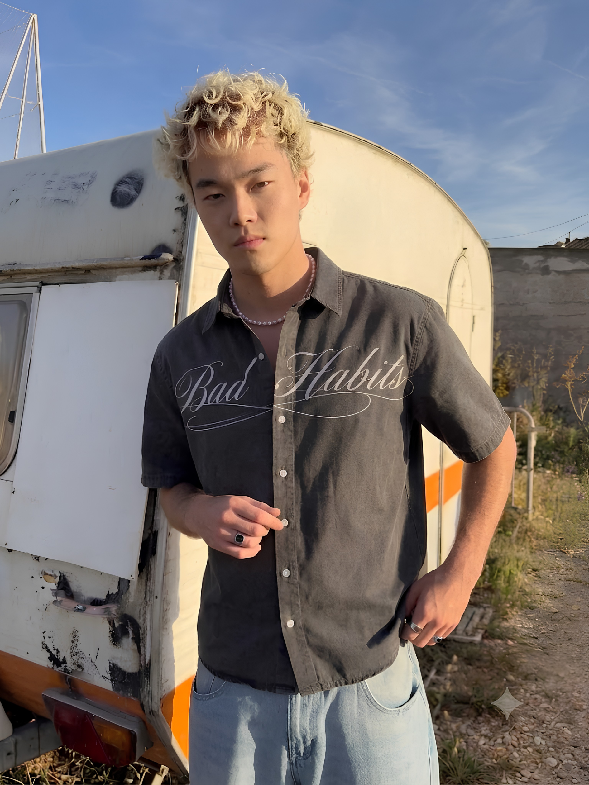 Washed Oversized Cuban Collar Shirt