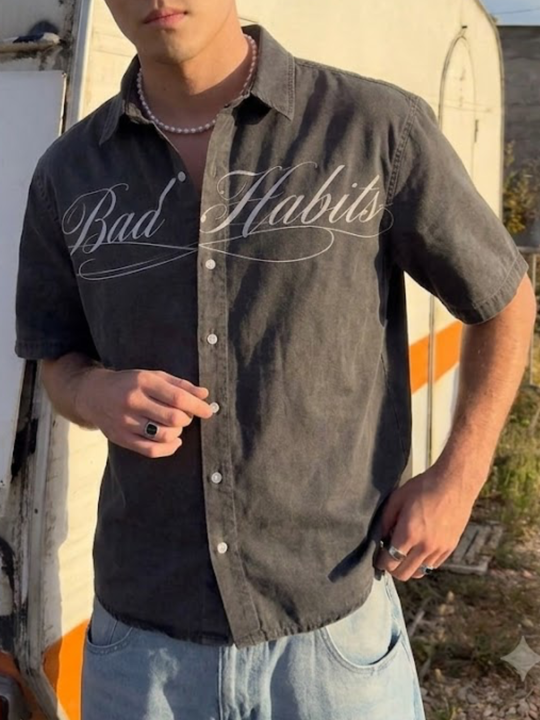 Washed Oversized Cuban Collar Shirt