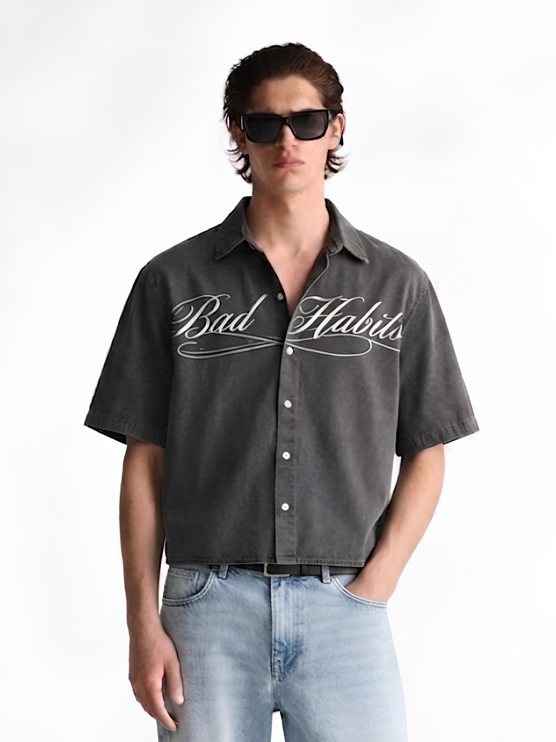 Washed Oversized Cuban Collar Shirt