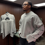 Ash Grey Distressed Oversized Sweatshirt