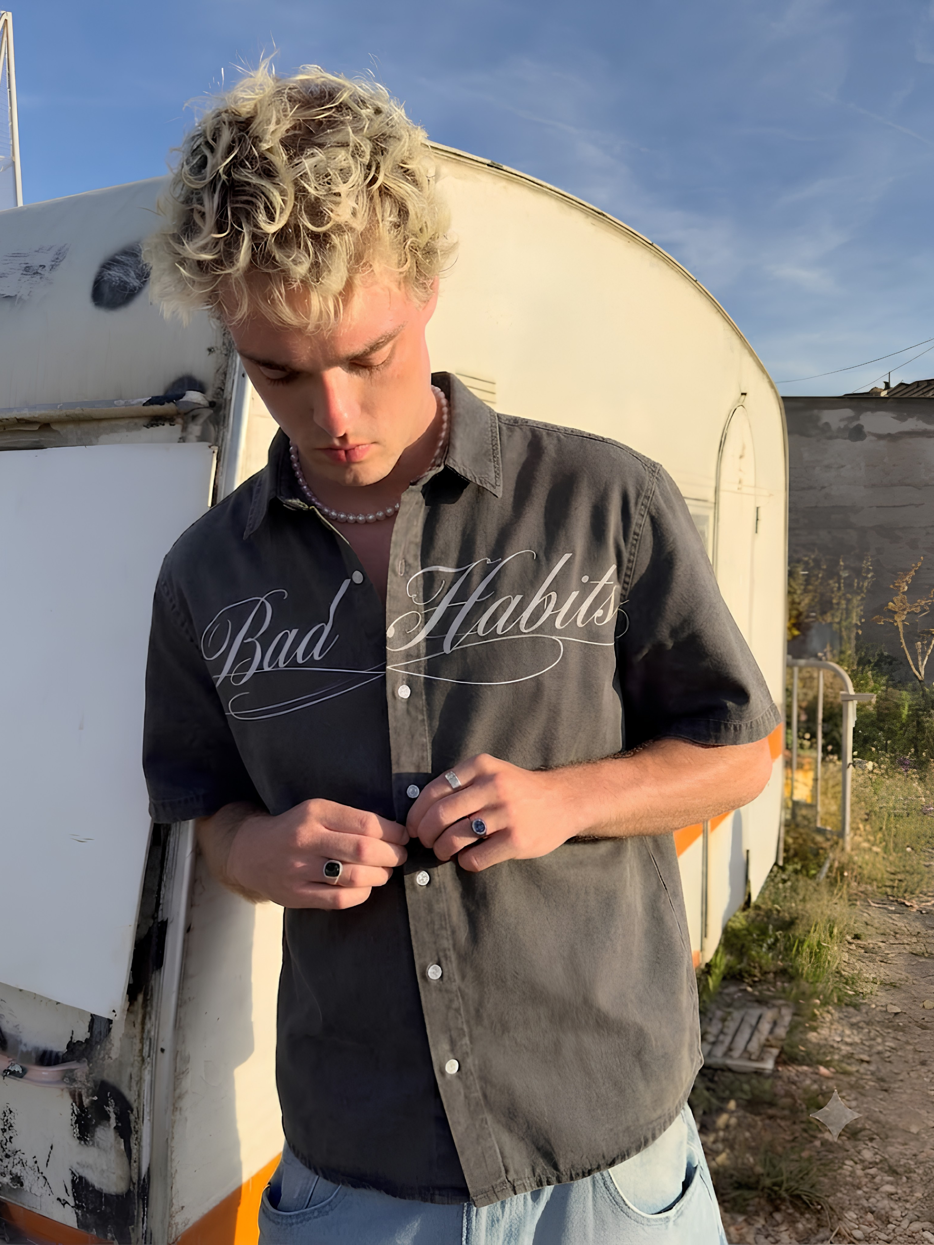Washed Oversized Cuban Collar Shirt