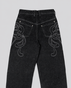 Dark Neoart Embroidered Jeans