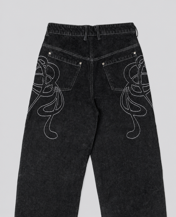 Dark Neoart Embroidered Jeans