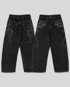 Dark Neoart Embroidered Jeans